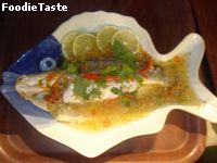 สูตรปลากะพงขาวนึ่งมะนาว - Steamed Seabass In Lemon Sauce