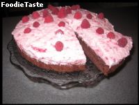 Chocolate cake with raspberry mousse cake