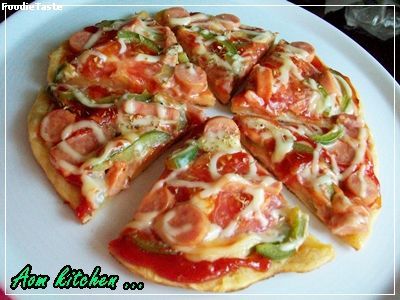 สูตรlazy pizza พิซซ่าครัวยาจก อบในกะทะ แสวงเครื่องทุกอย่างจากก้นครัว