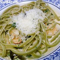 สูตร( Fettuchini ) เฟตตูชินี่ผักโขม ครีมซอสกุ้ง