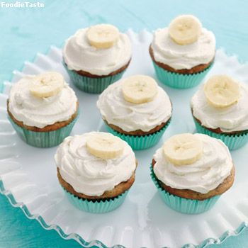 สูตรคัพเค้กกล้วยหอม ราดฮันนี่ชินเนม่อน (Banana Cupcakes with Honey-Cinnamon Frosting)