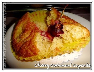 Cherry Corn meal cupcake