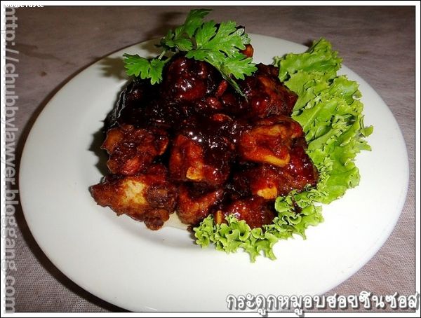 สูตรกระดูกหมูอบซอสฮอยซิน (Roasted pork spare ribs with hoisin sauce)