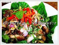 สูตรพล่าคอหมูย่าง (Grilled pork neck and herbs salad)