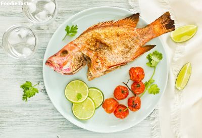 ปลากระพงแดงเผา grilled red snapper